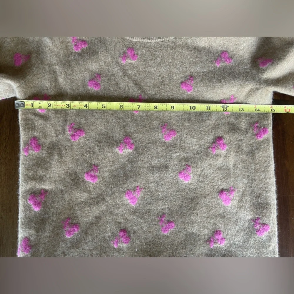 J. Crew tan and pink cherry cashmere sweater XS